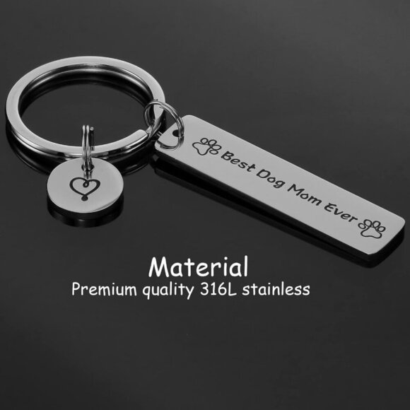 Dog Mom Keychain Pet Mom Gifts Animal Lover Gifts Best Dog Mom Ever Keychain - Picture 2 of 7